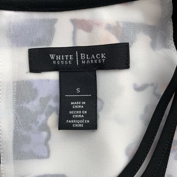 White House Black Market Floral Print Striped Pink Purple Tank Top Size Small - Picture 4 of 4